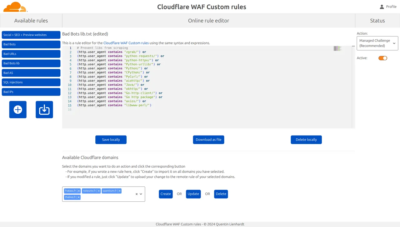 CloudFlare Firewall Rules